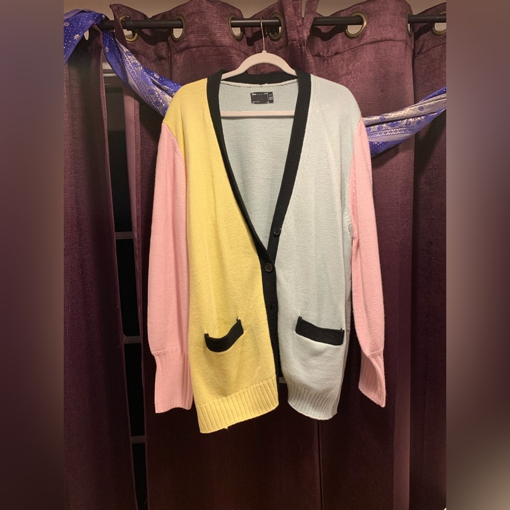 Cute Longline Cardigan in Pastel Color Block